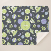 Couverture Sherpa Adorable Green Aliens Space Ships UFO Kids (Devant (Horizontal))