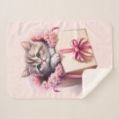 Couverture Sherpa Adorable Kitten dans une boîte Cadeau d'anniversai (Devant (Horizontal))