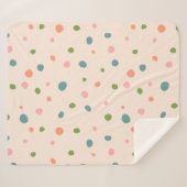 Couverture Sherpa Adorable mignon pois motif rose moderne vert (Devant (Horizontal))