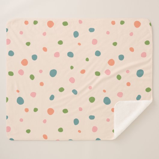 Couverture Sherpa Adorable mignon pois motif rose moderne vert (Devant (Horizontal))