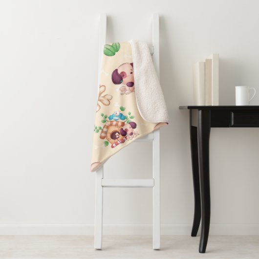 Couverture Sherpa Adorable Motif de chien (En situation)