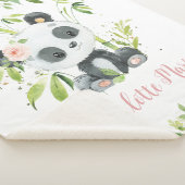 Couverture Sherpa Adorable Panda Bear Rose Floral Vert (3/4)