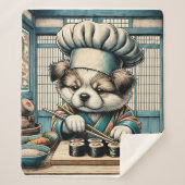 Couverture Sherpa Adorable Sushi Chef Chiot (Devant)