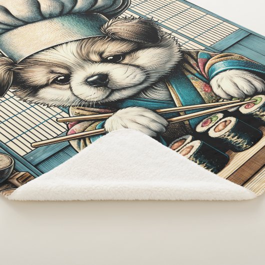 Couverture Sherpa Adorable Sushi Chef Chiot (3/4)