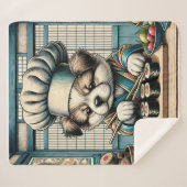 Couverture Sherpa Adorable Sushi Chef Chiot (Devant (Horizontal))
