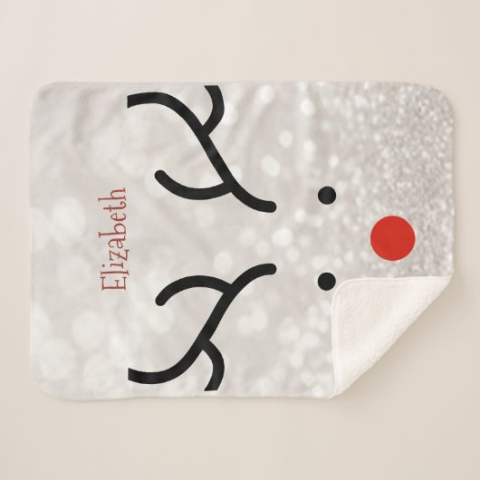 Couverture Sherpa Adorable visage de rennes, Bokeh (Devant (Horizontal))