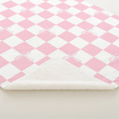 Couverture Sherpa Aesthétique rose et blanc À damiers avec rubans (3/4)