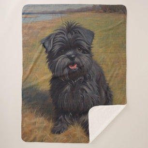 Couverture Sherpa Affenpinscher Peinture à l'huile de chien Portrait