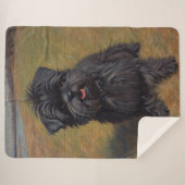 Couverture Sherpa Affenpinscher Peinture à l'huile de chien Portrait (Devant (Horizontal))