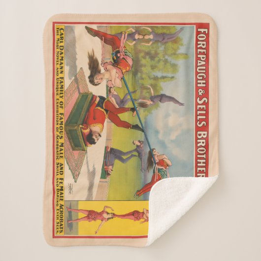 Couverture Sherpa Affiche de cirque montrant des actes acrobatiques, (Devant)