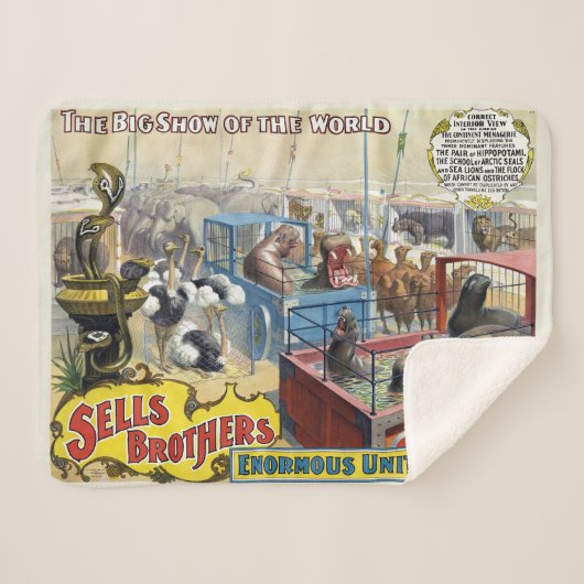 Couverture Sherpa Affiche De Cirque Montrant Des Animaux Sauvages Da (Devant (Horizontal))