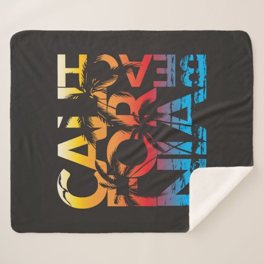 Couverture Sherpa Affiche de plage de la Californie (Devant (Horizontal))