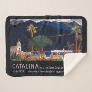 Couverture Sherpa Affiche de voyage - Père Noël Catalina Island, Cal