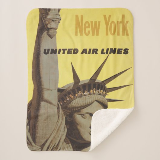 Couverture Sherpa Affiche De Voyage Pour New York, United Air Lines (Devant)