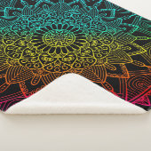 Couverture Sherpa Affiche Mandala Arc-en-Ciel Noir (3/4)