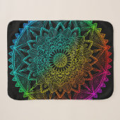 Couverture Sherpa Affiche Mandala Arc-en-Ciel Noir (Devant (Horizontal))