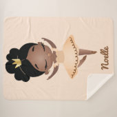 Couverture Sherpa Afro-Américaine Princesse Ballerina avec Couronne  (Devant (Horizontal))