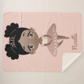 Couverture Sherpa Afro-Américaine Princesse Ballerina avec Couronne, (Devant (Horizontal))