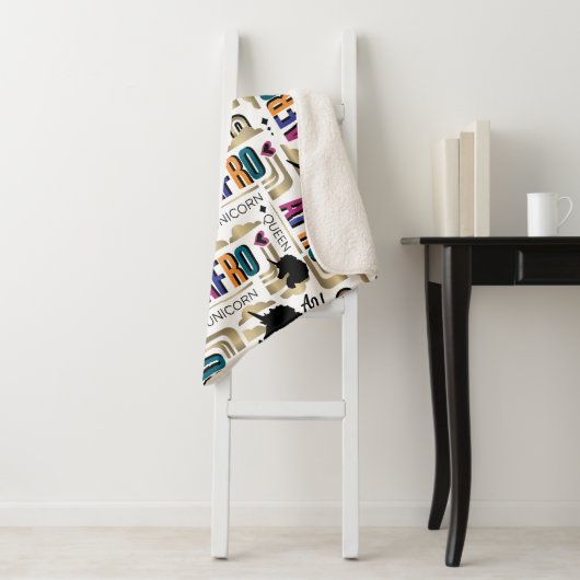 Couverture Sherpa Afro Unicorn Bold Motif (En situation)