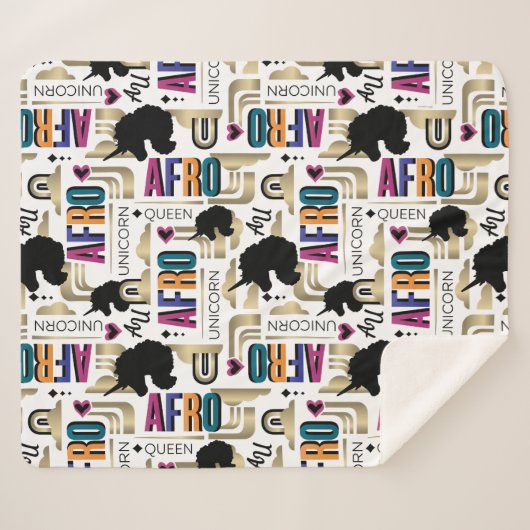 Couverture Sherpa Afro Unicorn Bold Motif (Devant (Horizontal))