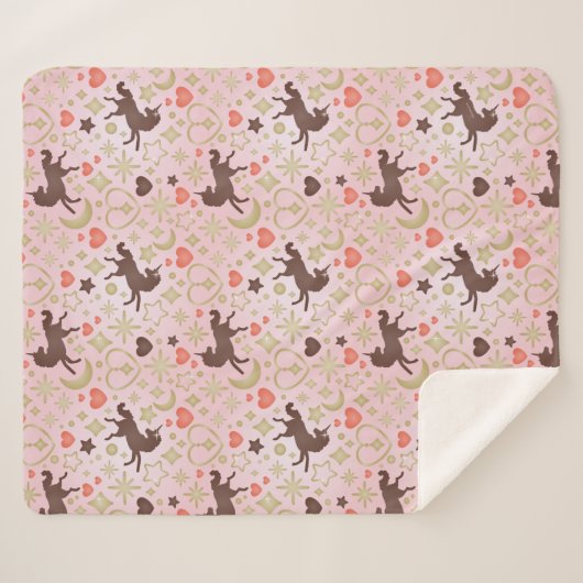 Couverture Sherpa Afro Unicorn Coeur et Star Motif rose (Devant (Horizontal))