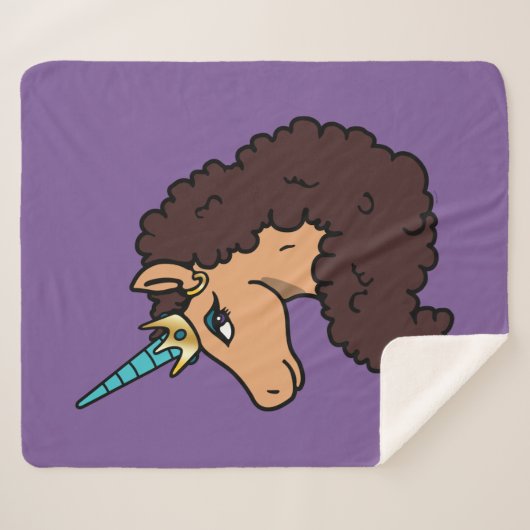 Couverture Sherpa Afro Unicorn | Divin (Devant (Horizontal))