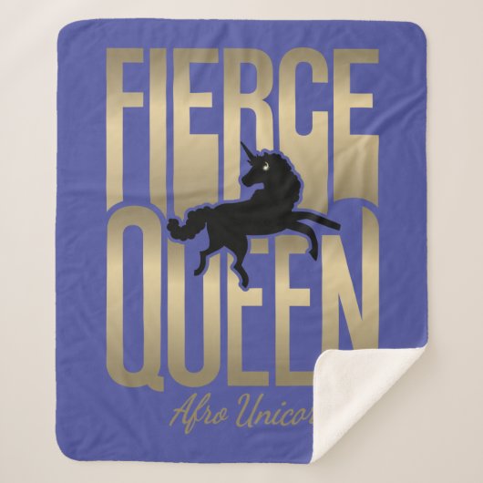 Couverture Sherpa Afro Unicorn Fierce Queen (Devant)