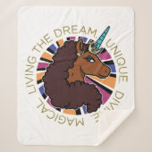 Couverture Sherpa Afro Unicorn Living the Dream Design (Devant)