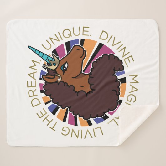 Couverture Sherpa Afro Unicorn Living the Dream Design (Devant (Horizontal))