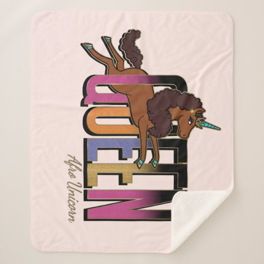 Couverture Sherpa Afro Unicorn Queen Design (Devant)