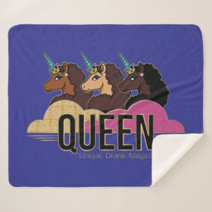 Couverture Sherpa Afro Unicorn Queen Trio Design
