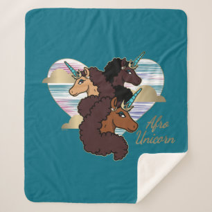 Couverture Sherpa Afro Unicorn Trio Coeur Design