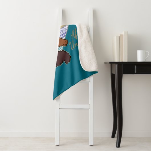 Couverture Sherpa Afro Unicorn Trio Coeur Design (En situation)