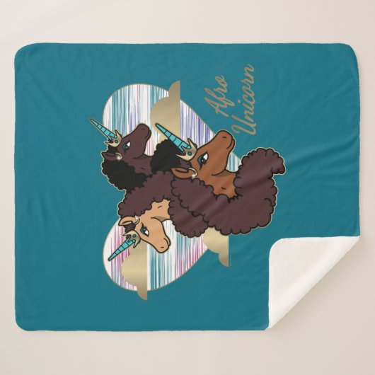Couverture Sherpa Afro Unicorn Trio Coeur Design (Devant (Horizontal))
