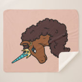 Couverture Sherpa Afro Unicorn | Unique (Devant (Horizontal))