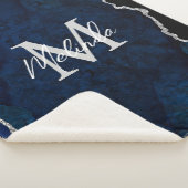 Couverture Sherpa Agate de marbre bleu marine et argenté (3/4)