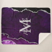 Couverture Sherpa Agate de marbre violet et argenté (Devant (Horizontal))