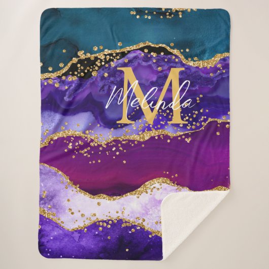 Couverture Sherpa Agate de Parties scintillant de Peacock violet et  (Devant)