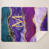 Couverture Sherpa Agate de Parties scintillant de Peacock violet et  (Devant (Horizontal))