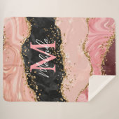 Couverture Sherpa Agate de séquences noir et rose (Devant (Horizontal))