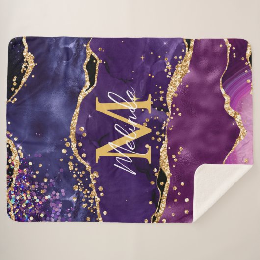 Couverture Sherpa Agate des séquences de Parties scintillant violet  (Devant (Horizontal))