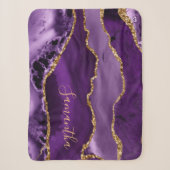 Couverture Sherpa Agate Marbre scintillant or et violet (Devant)