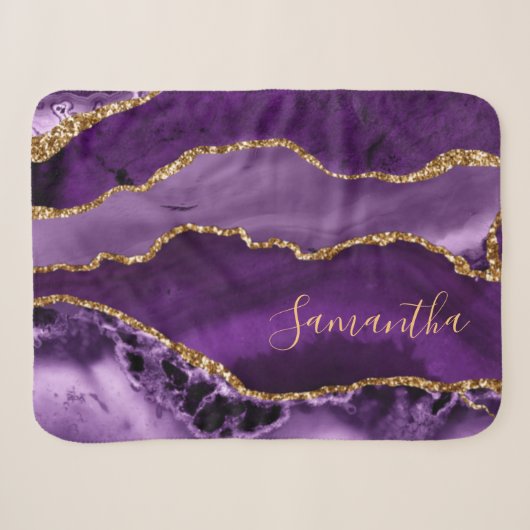 Couverture Sherpa Agate Marbre scintillant or et violet (Devant (Horizontal))