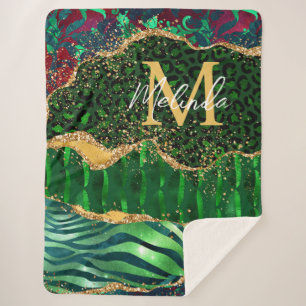 Couverture Sherpa Agate Poster de animal Safari vert