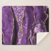 Couverture Sherpa Agate Purple Gold Nom personnalisé Sherpa Blanket (Devant (Horizontal))