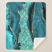 Couverture Sherpa Agate Turquoise Blue Gold Parties scintillant Marb (Devant)