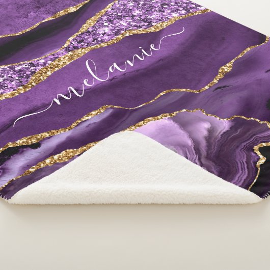 Couverture Sherpa Agate Violet violet or Parties scintillant Géode N (3/4)