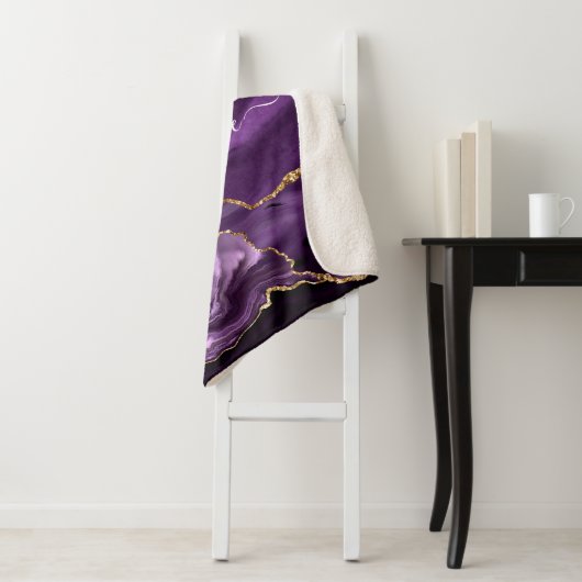 Couverture Sherpa Agate Violet violet or Parties scintillant Géode N (En situation)