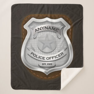 Couverture Sherpa Agent de police personnalisé Sheriff Cop NAME Badg