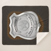 Couverture Sherpa Agent de police personnalisé Sheriff Cop NAME Badg (Devant (Horizontal))